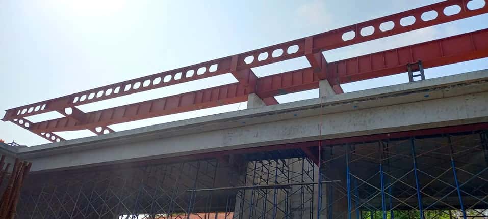 Completed installation of the steel box girder