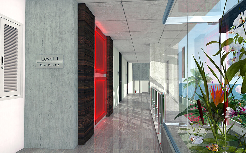 Laguna Heights Condominium: Corridor designed by Mario Kleff, 2008
